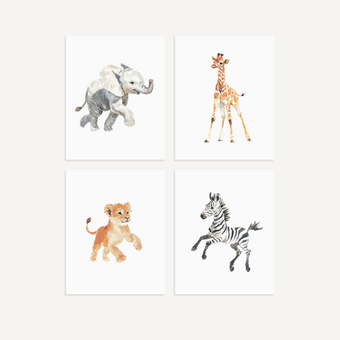 Keepsake Kingdom Watercolor Safari Animals Set of 4