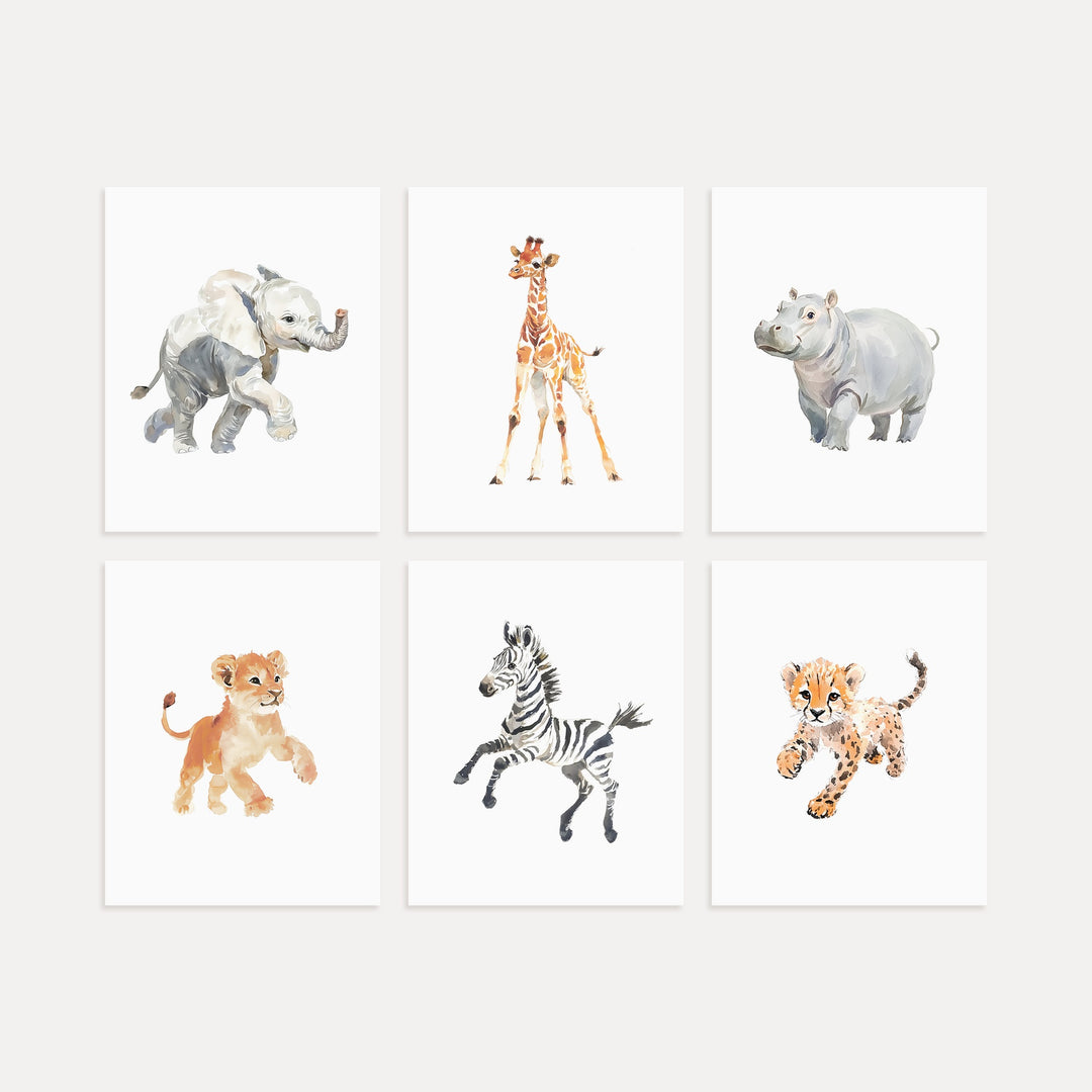 Keepsake Kingdom: Watercolor Safari Animals Set of 6