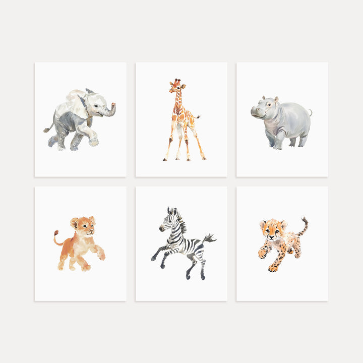 Keepsake Kingdom: Watercolor Safari Animals Set of 6