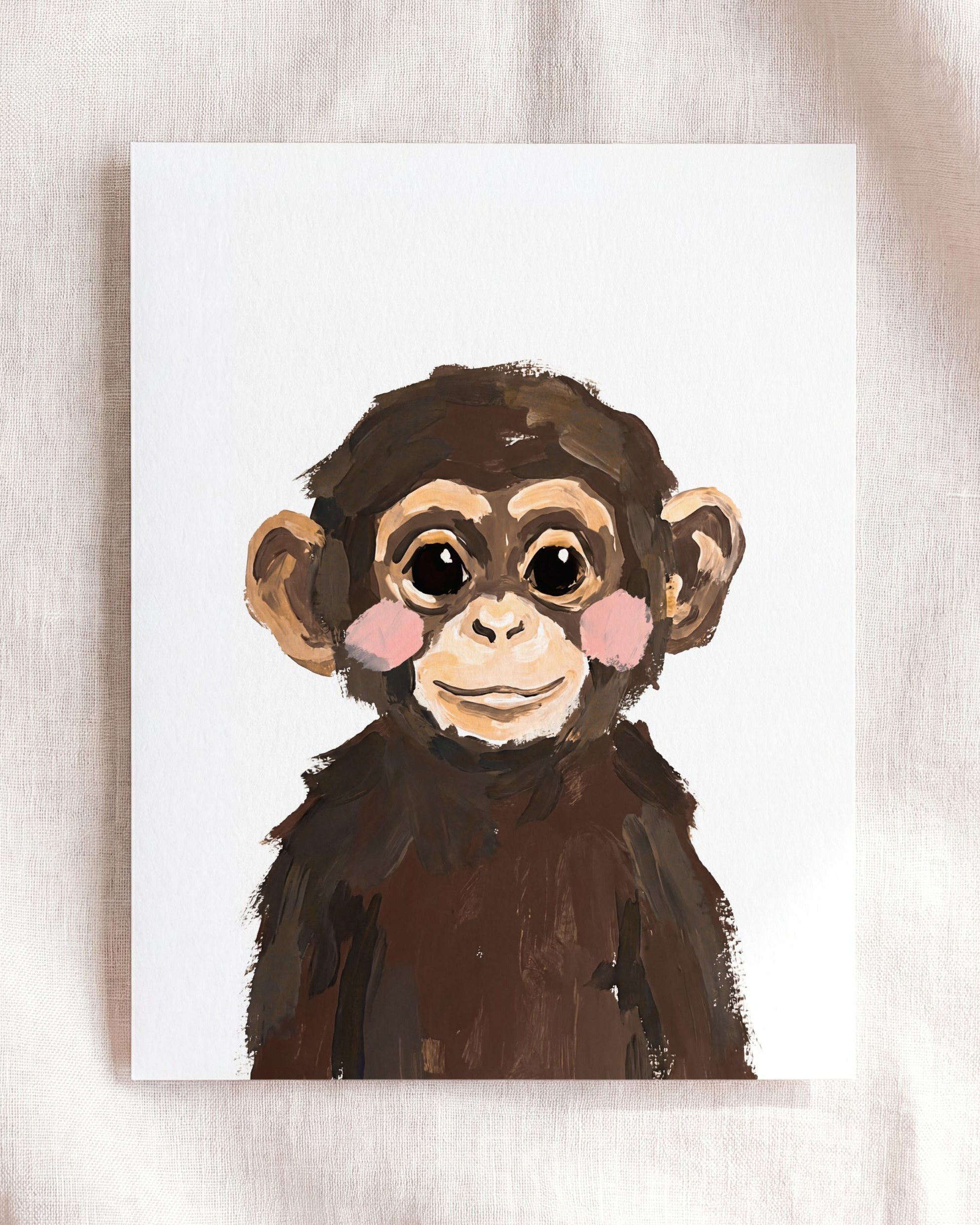 Little Painted Chimpanzee - Classic · 24x36 · Natural Frame - The