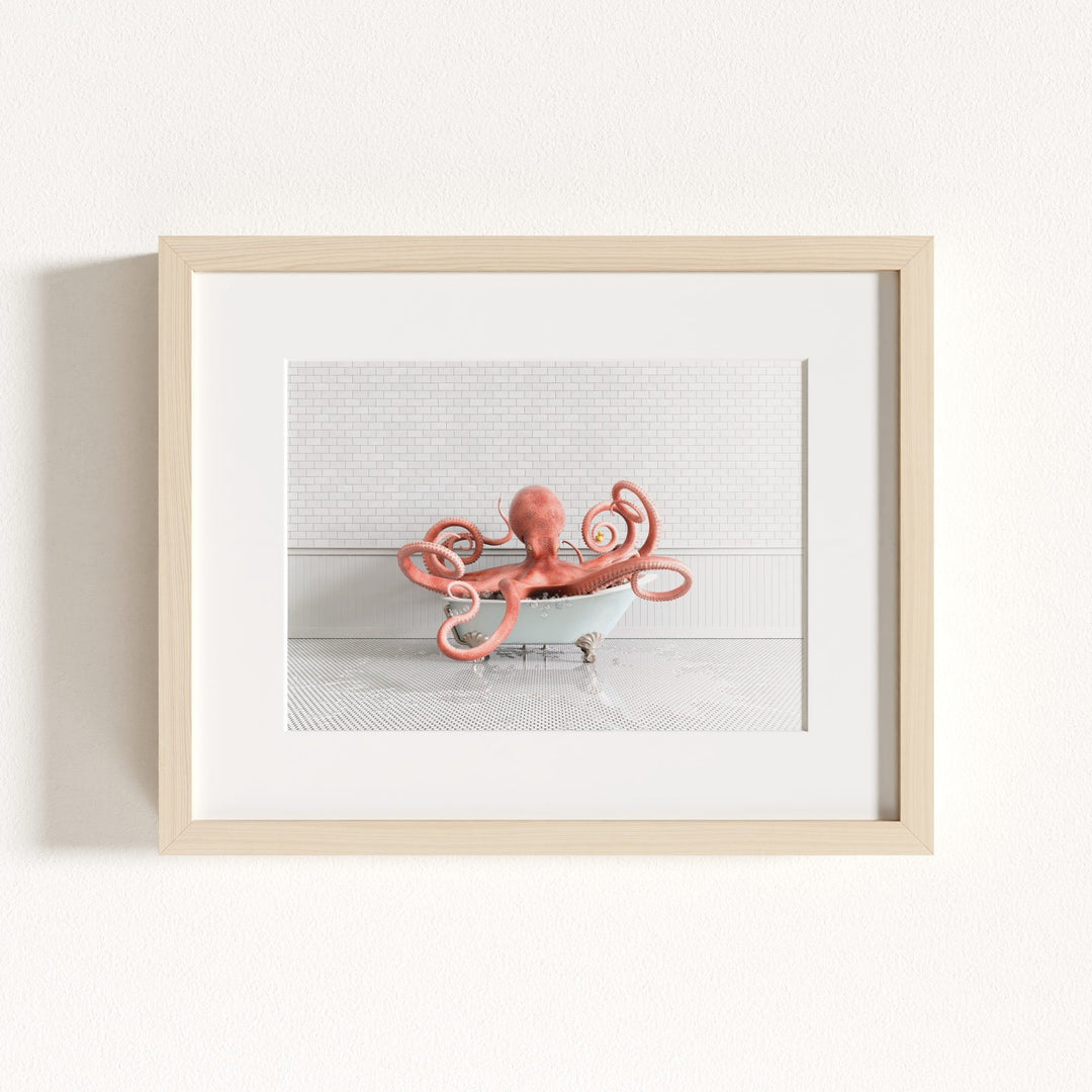 Octopus in Blue Bathtub