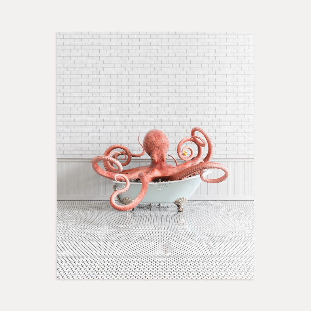 Octopus in Blue Bathtub