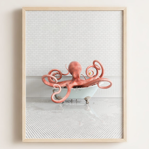 Octopus in Blue Bathtub