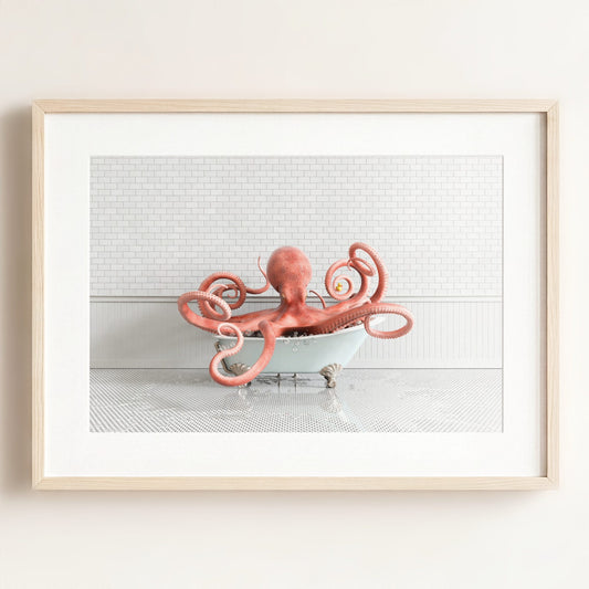 Octopus in Blue Bathtub