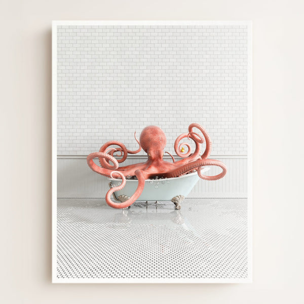 Octopus in Blue Bathtub