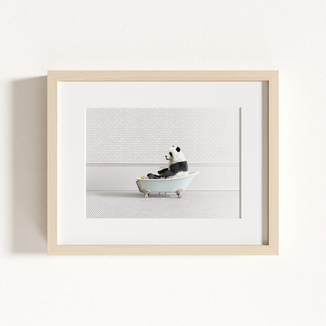 Panda in Blue Bathtub