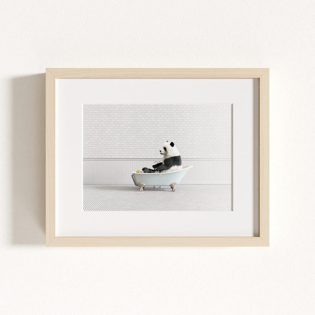 Panda in Blue Bathtub