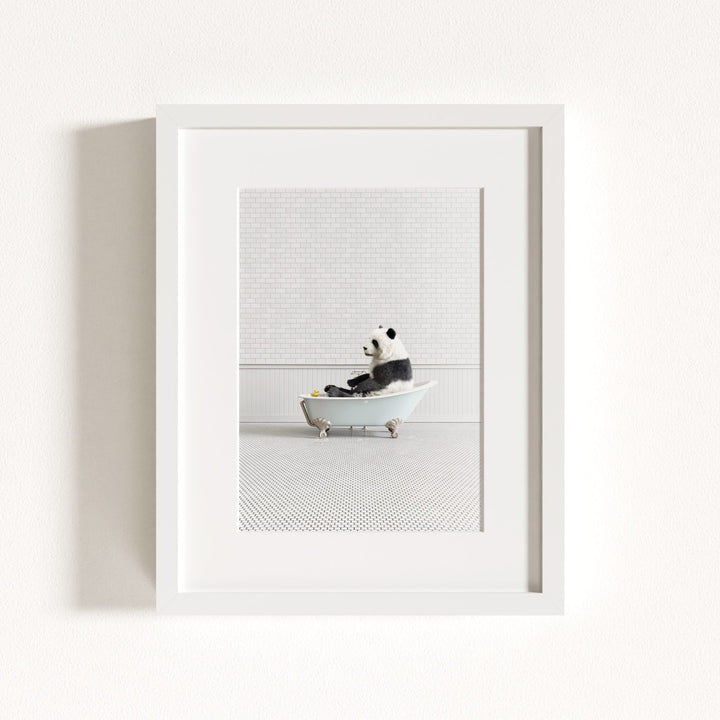 Panda in Blue Bathtub