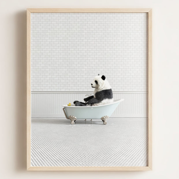 Panda in Blue Bathtub