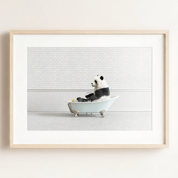 Panda in Blue Bathtub