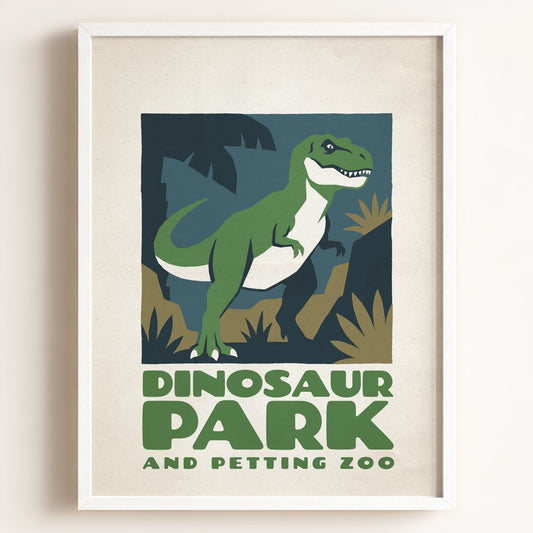 Personalized Vintage Dinosaur Poster — Framed Art
