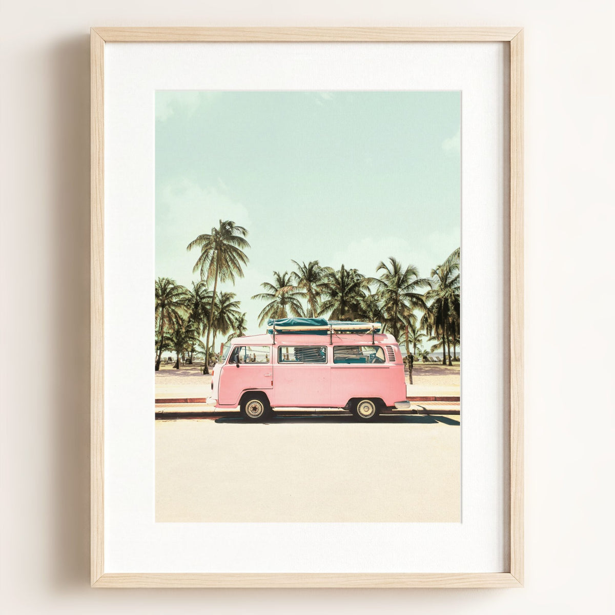 Pink VW Bus Love - Framed Art