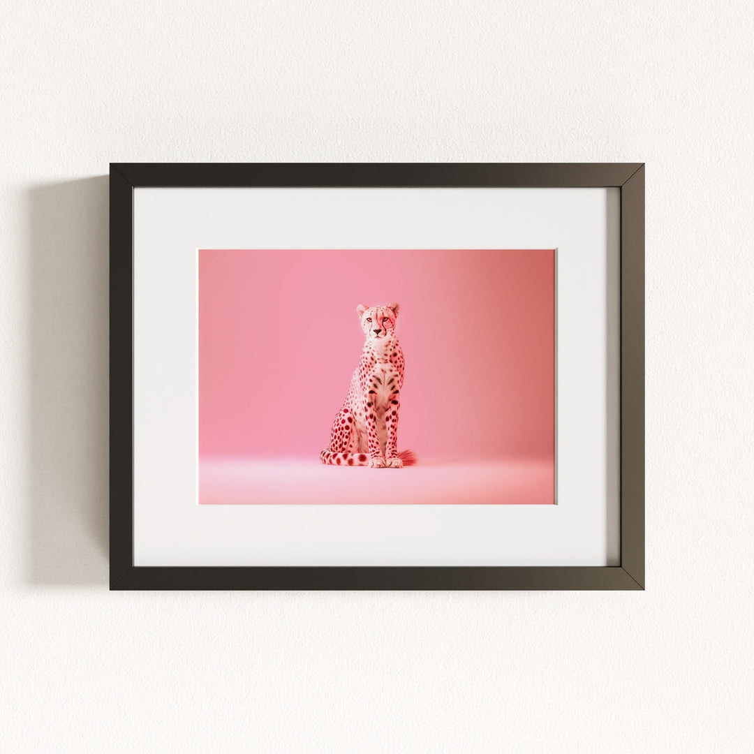 Portrait of a Pink Cheetah Wall Art Print