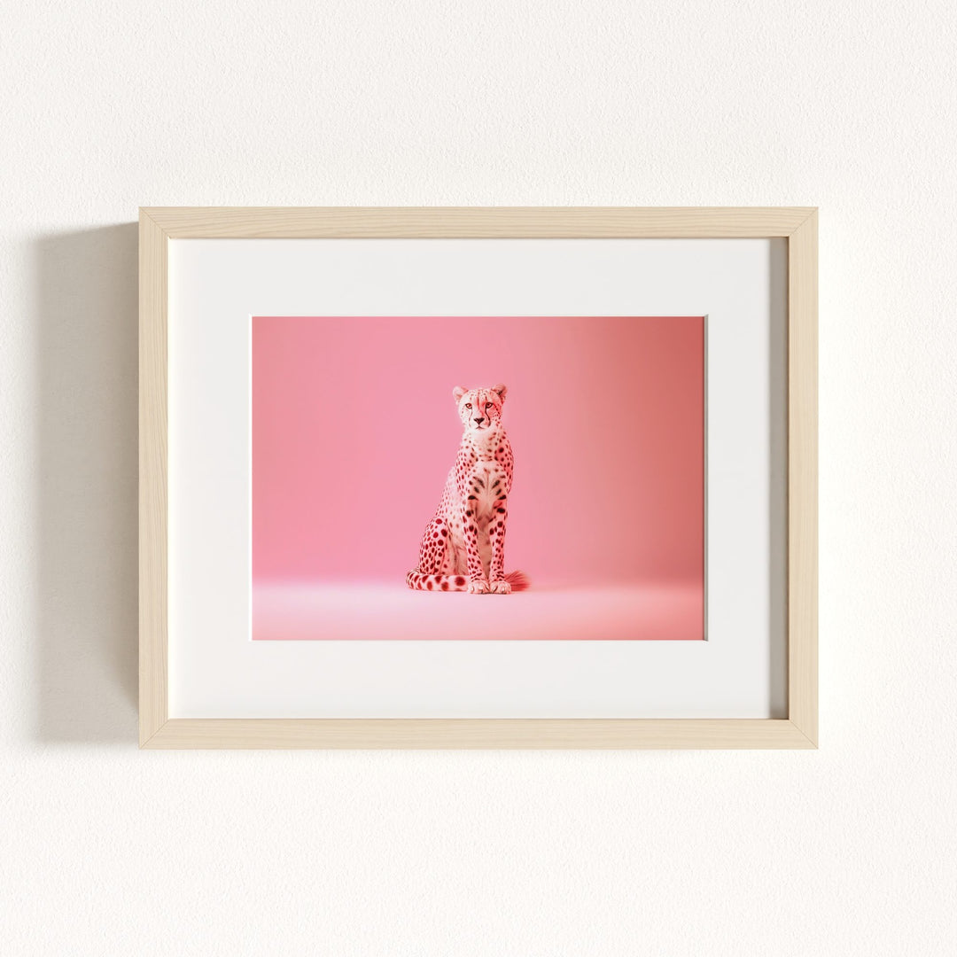 Portrait of a Pink Cheetah Wall Art Print