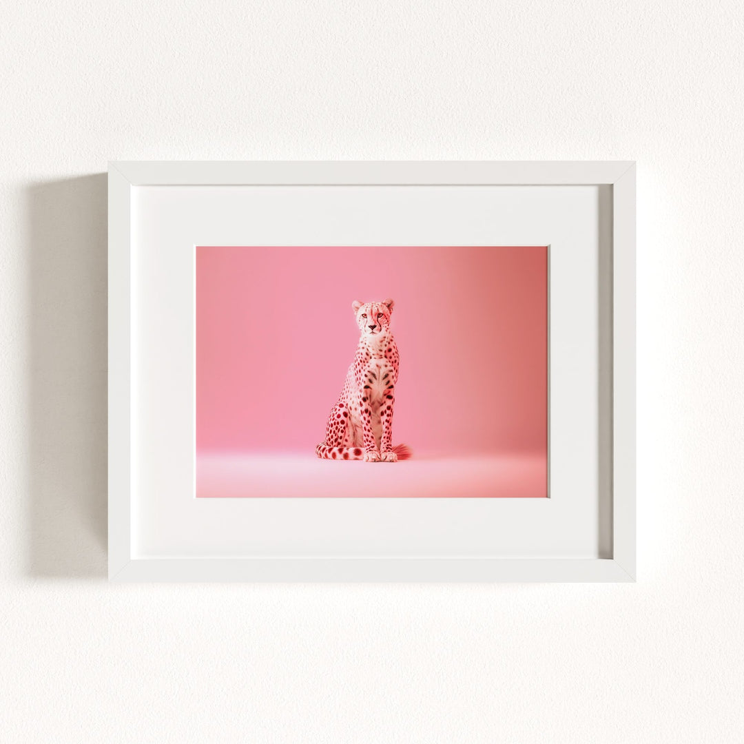 Portrait of a Pink Cheetah Wall Art Print