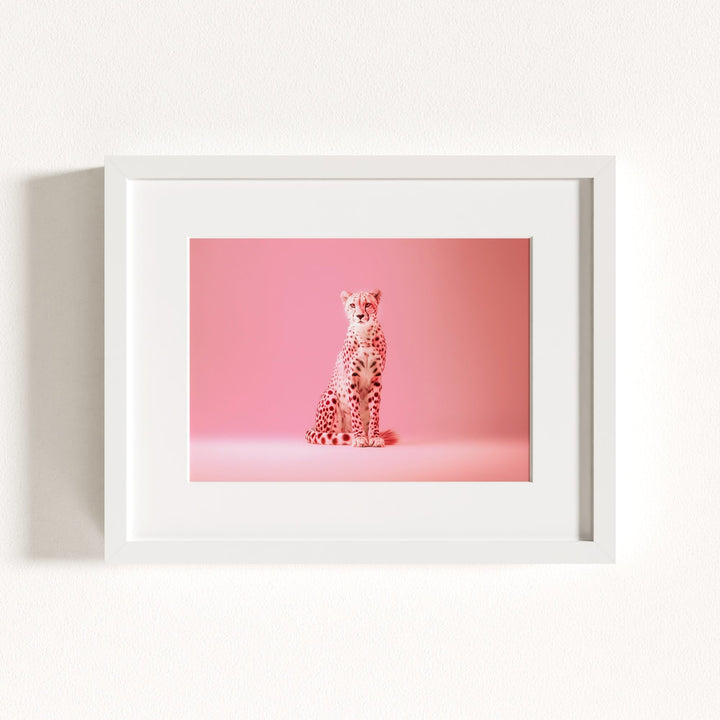 Portrait of a Pink Cheetah Wall Art Print