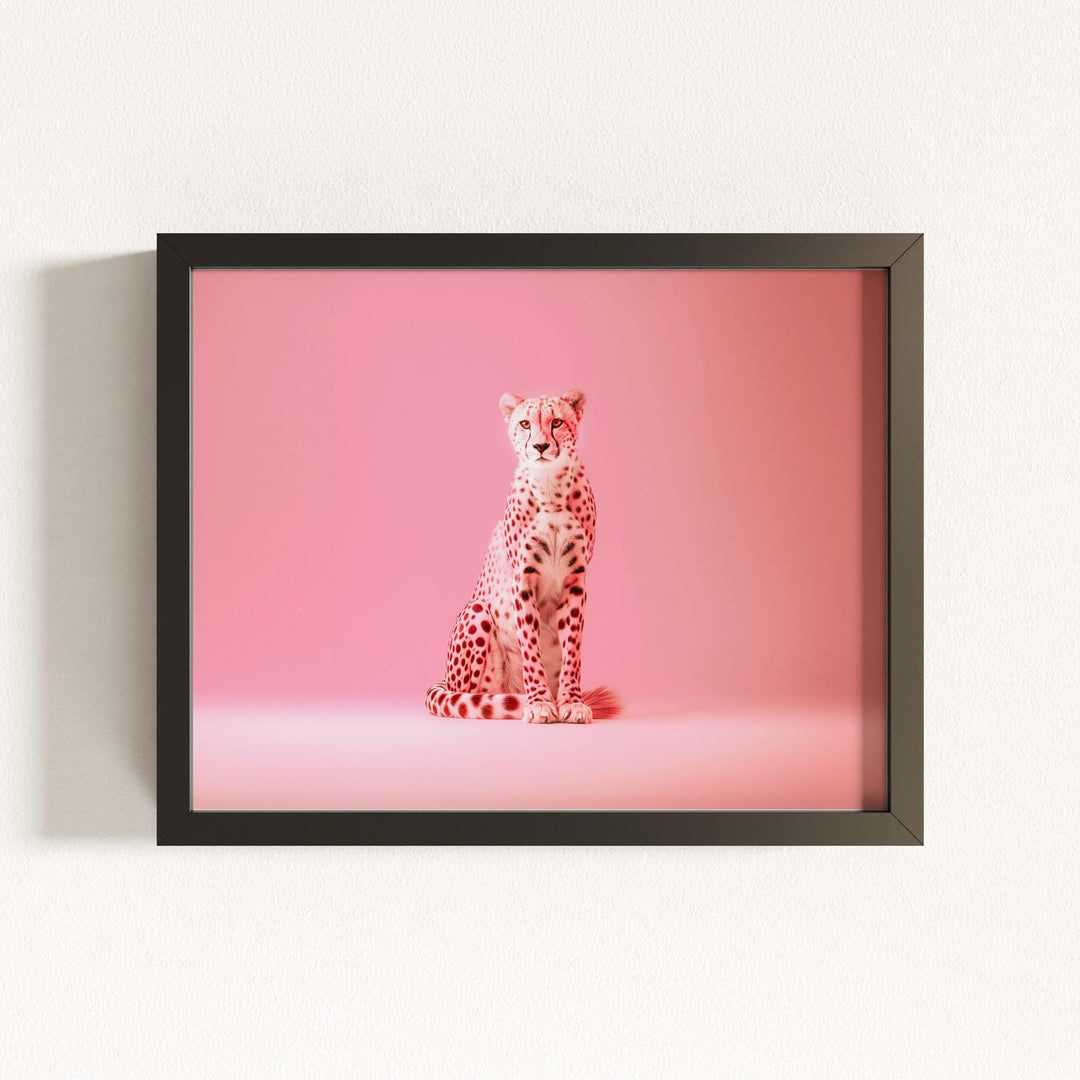Portrait of a Pink Cheetah Wall Art Print