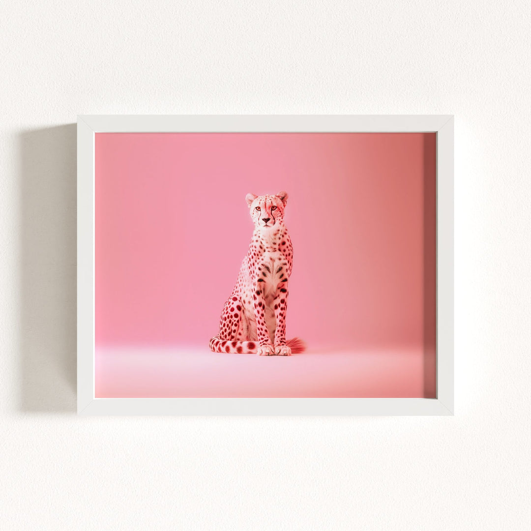 Portrait of a Pink Cheetah Wall Art Print