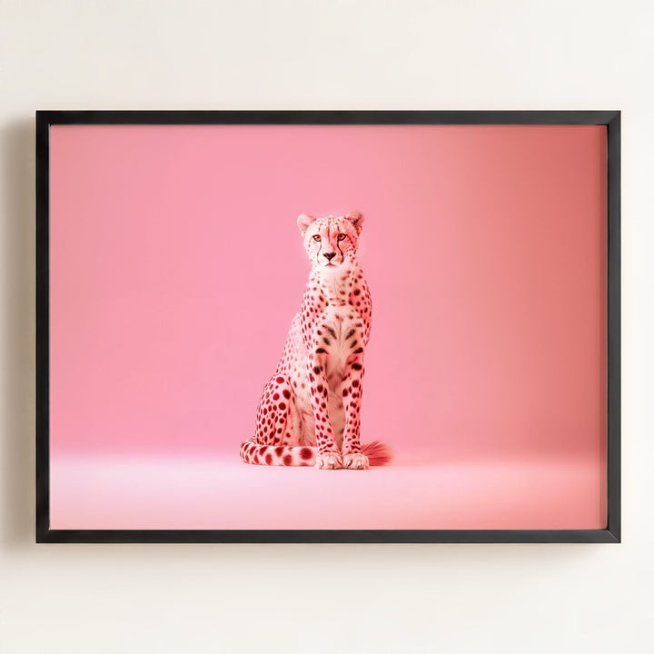Portrait of a Pink Cheetah Wall Art Print