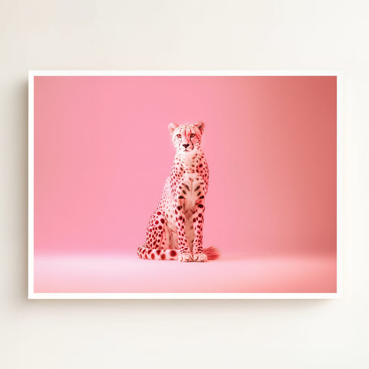 Portrait of a Pink Cheetah Wall Art Print