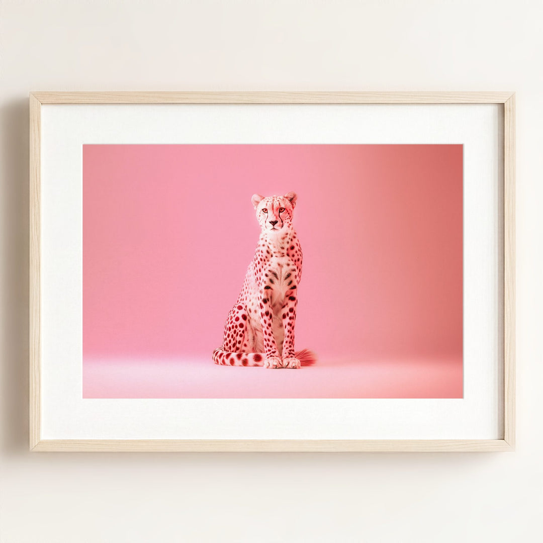Portrait of a Pink Cheetah Wall Art Print