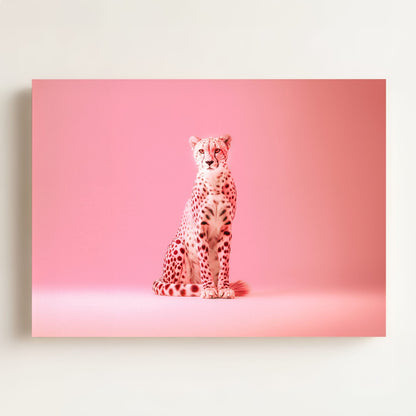 Portrait of a Pink Cheetah Wall Art Print