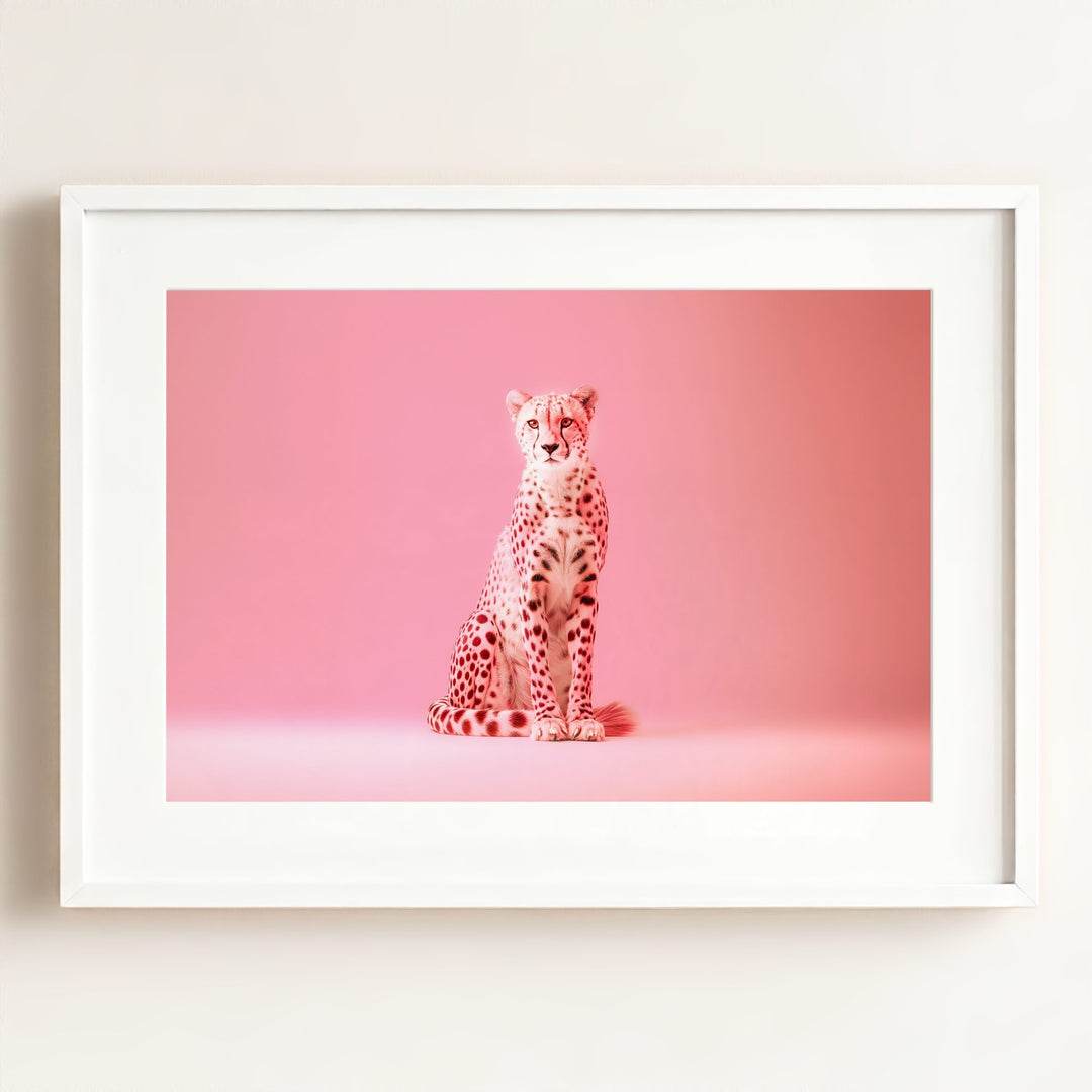 Portrait of a Pink Cheetah Wall Art Print