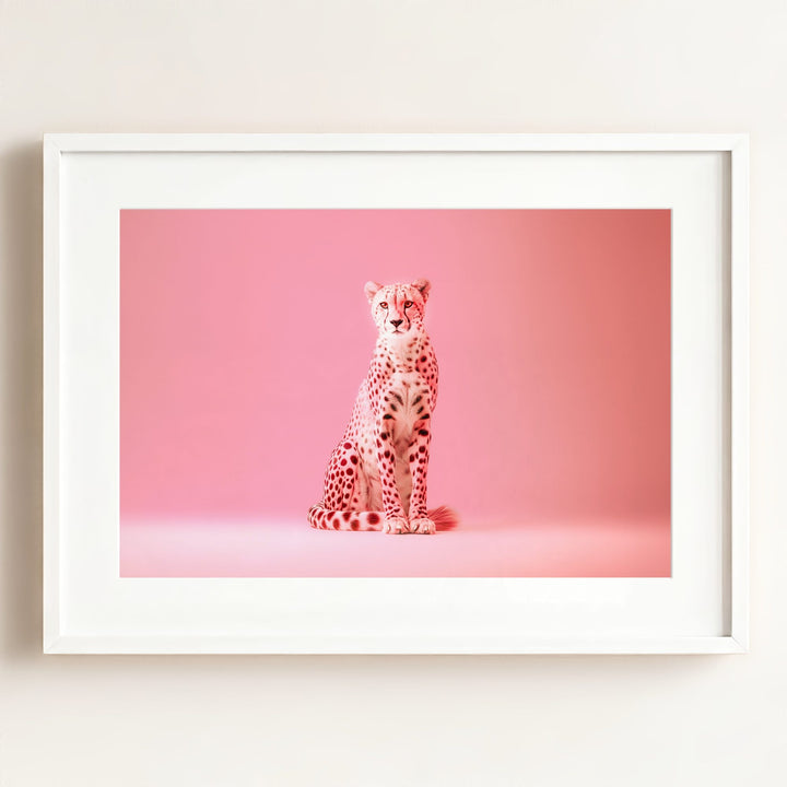 Portrait of a Pink Cheetah Wall Art Print