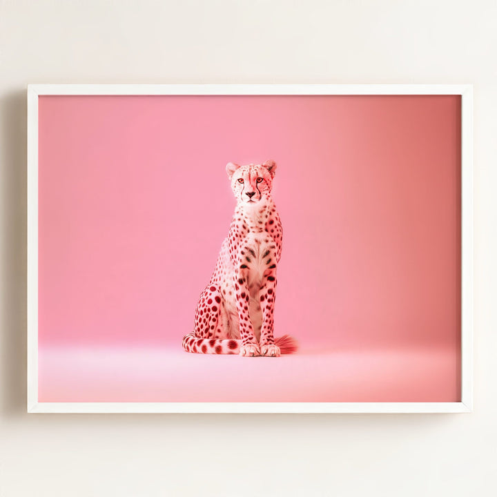 Portrait of a Pink Cheetah Wall Art Print