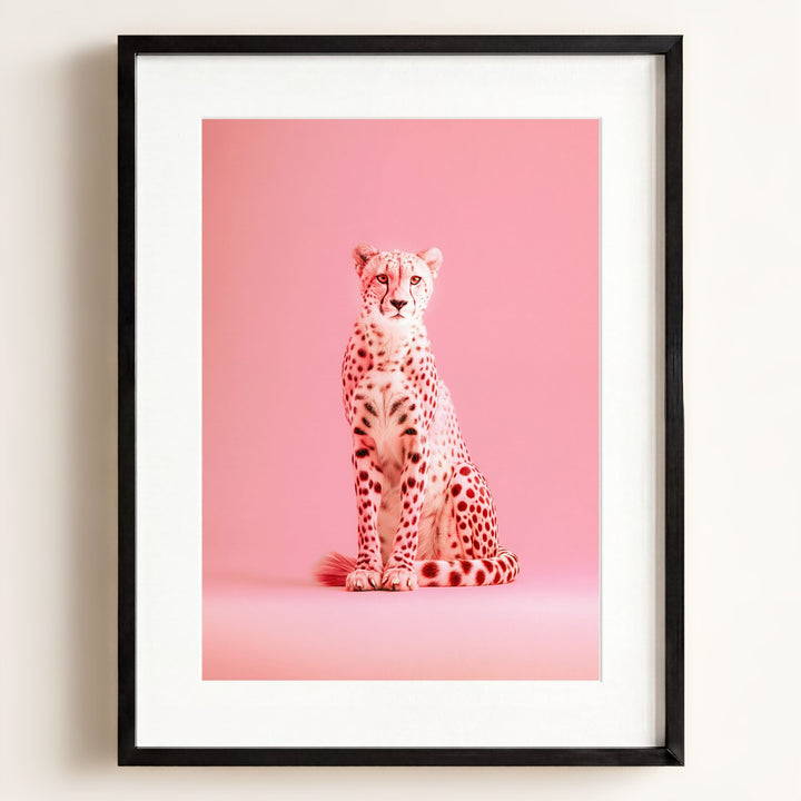 Portrait of a Pink Cheetah Wall Art Print