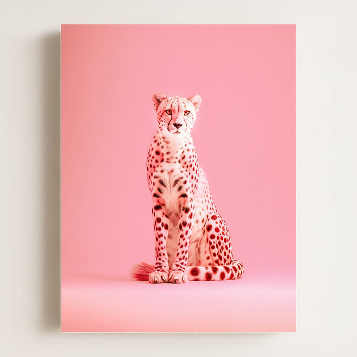 Portrait of a Pink Cheetah Wall Art Print