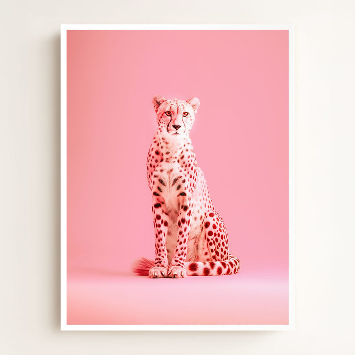 Portrait of a Pink Cheetah Wall Art Print