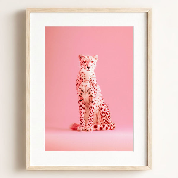 Portrait of a Pink Cheetah Wall Art Print