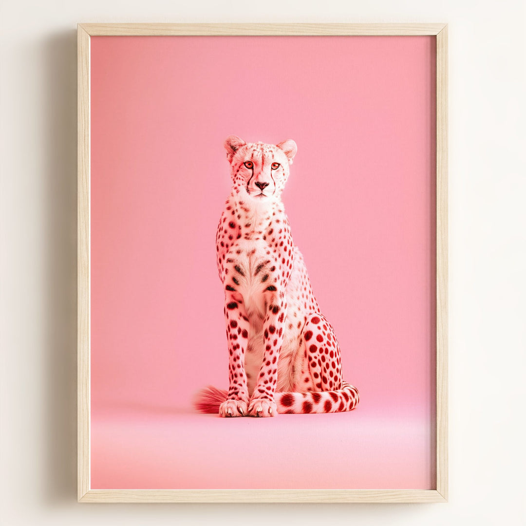 Portrait of a Pink Cheetah Wall Art Print