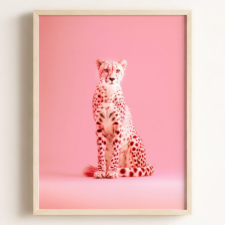 Portrait of a Pink Cheetah Wall Art Print