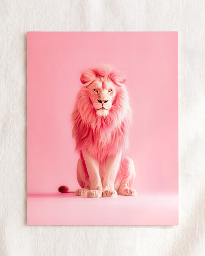 Portrait of a Pink Lion Wall Art Print