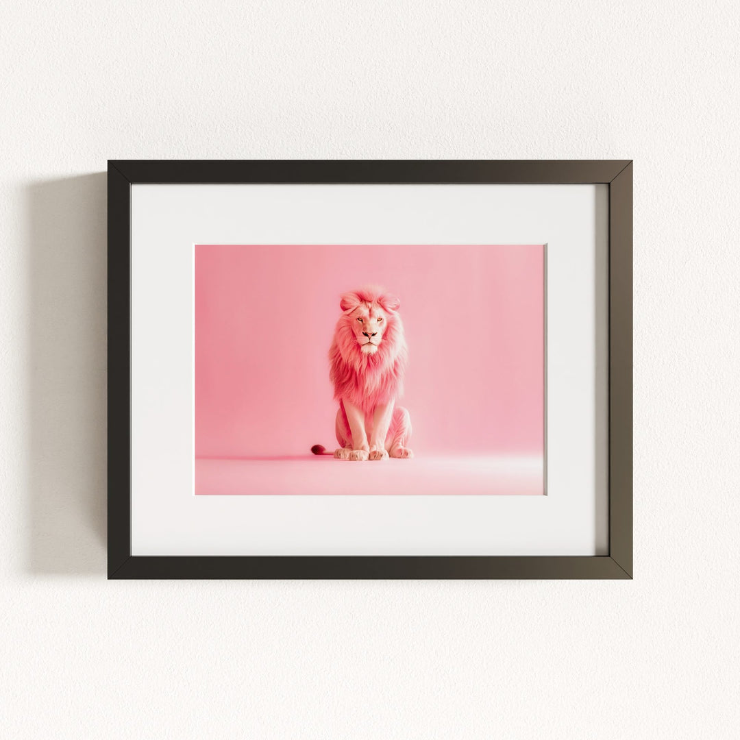 Portrait of a Pink Lion Wall Art Print
