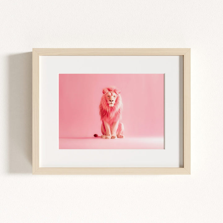 Portrait of a Pink Lion Wall Art Print