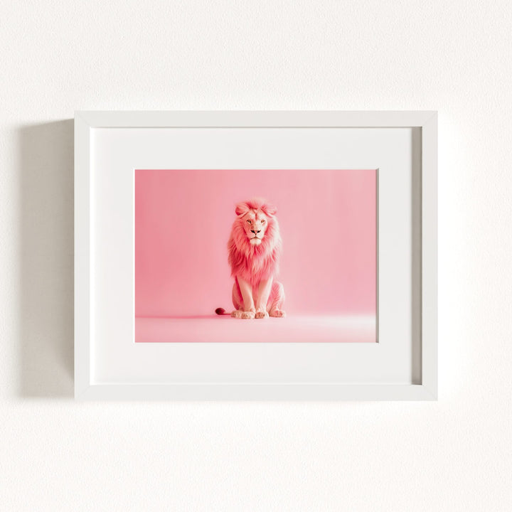 Portrait of a Pink Lion Wall Art Print