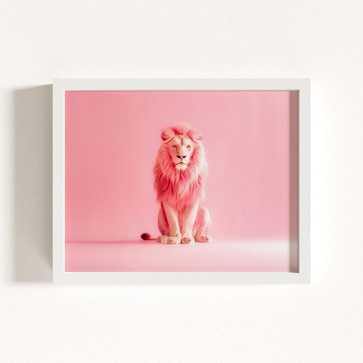 Portrait of a Pink Lion Wall Art Print