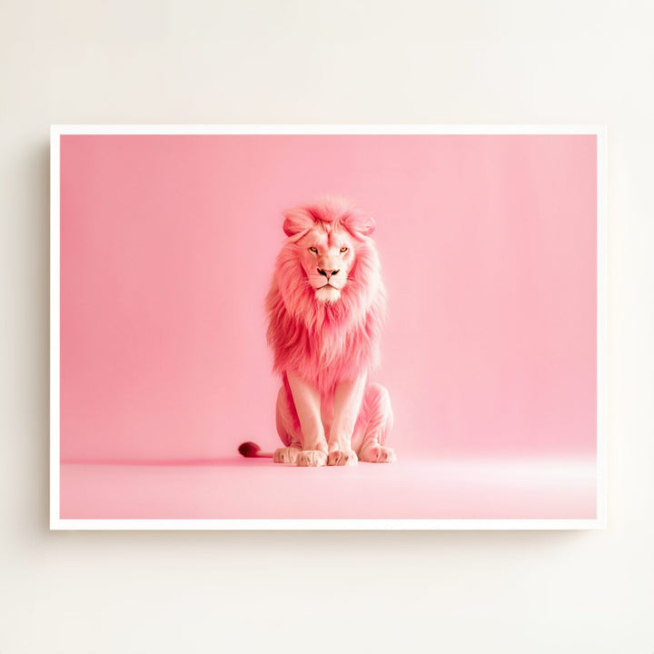 Portrait of a Pink Lion Wall Art Print