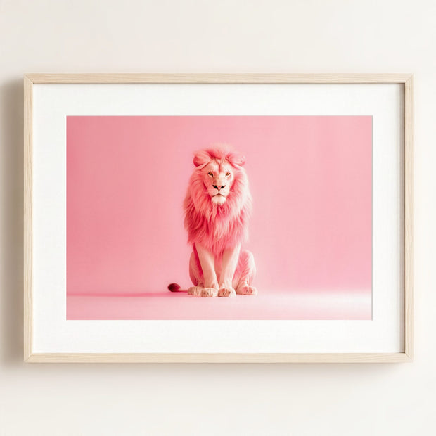 Portrait of a Pink Lion Wall Art Print