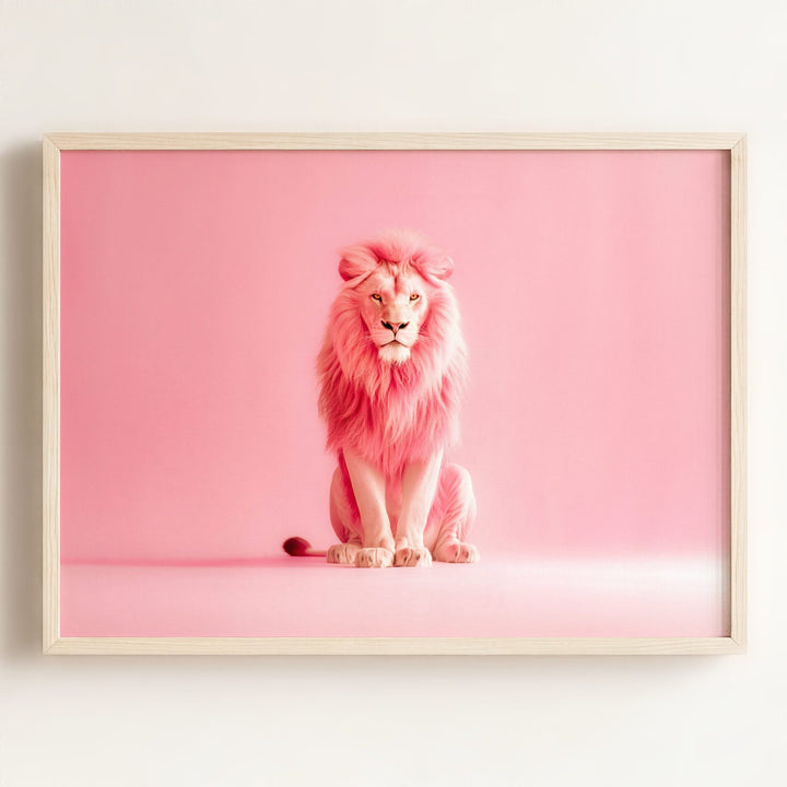 Portrait of a Pink Lion Wall Art Print