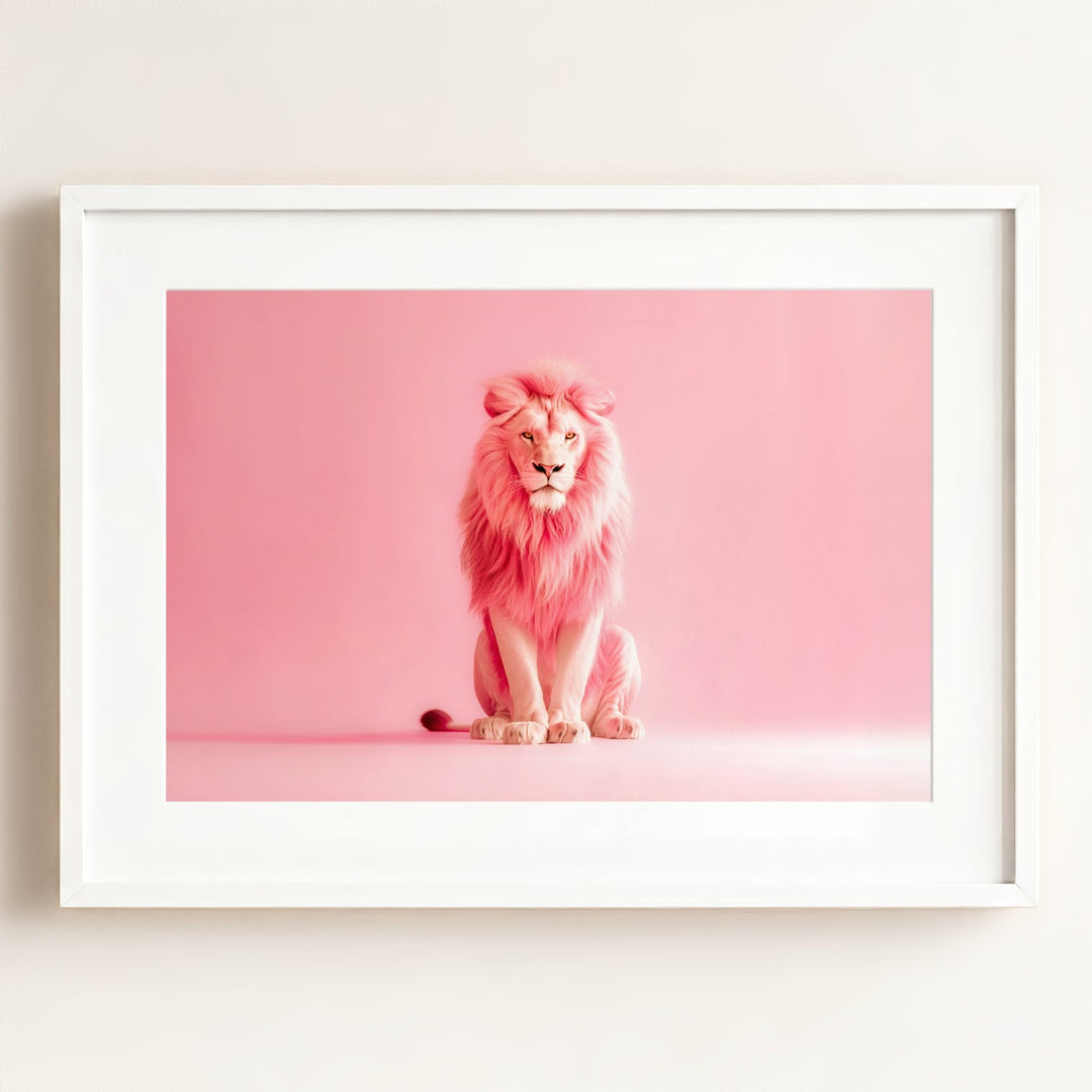 Portrait of a Pink Lion Wall Art Print