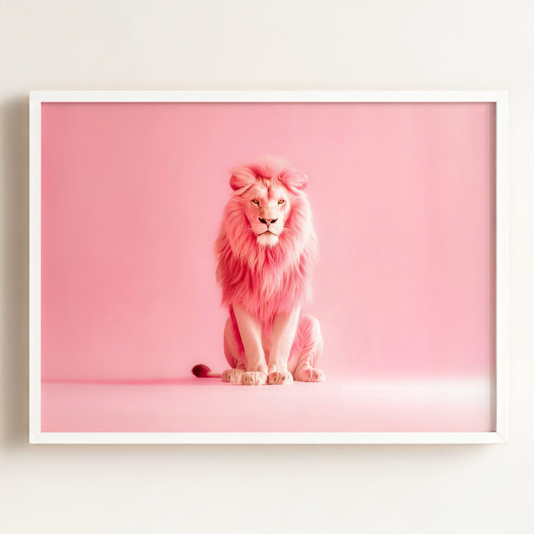 Portrait of a Pink Lion Wall Art Print