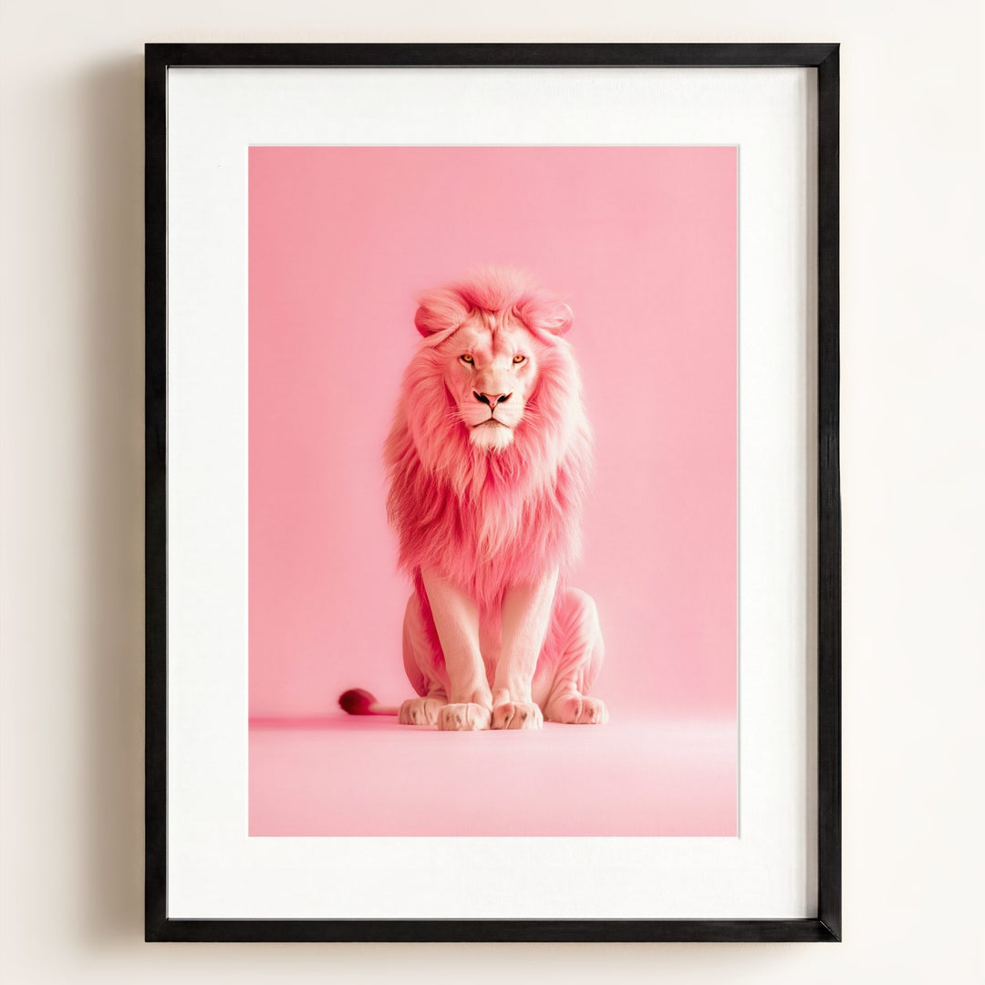 Portrait of a Pink Lion Wall Art Print