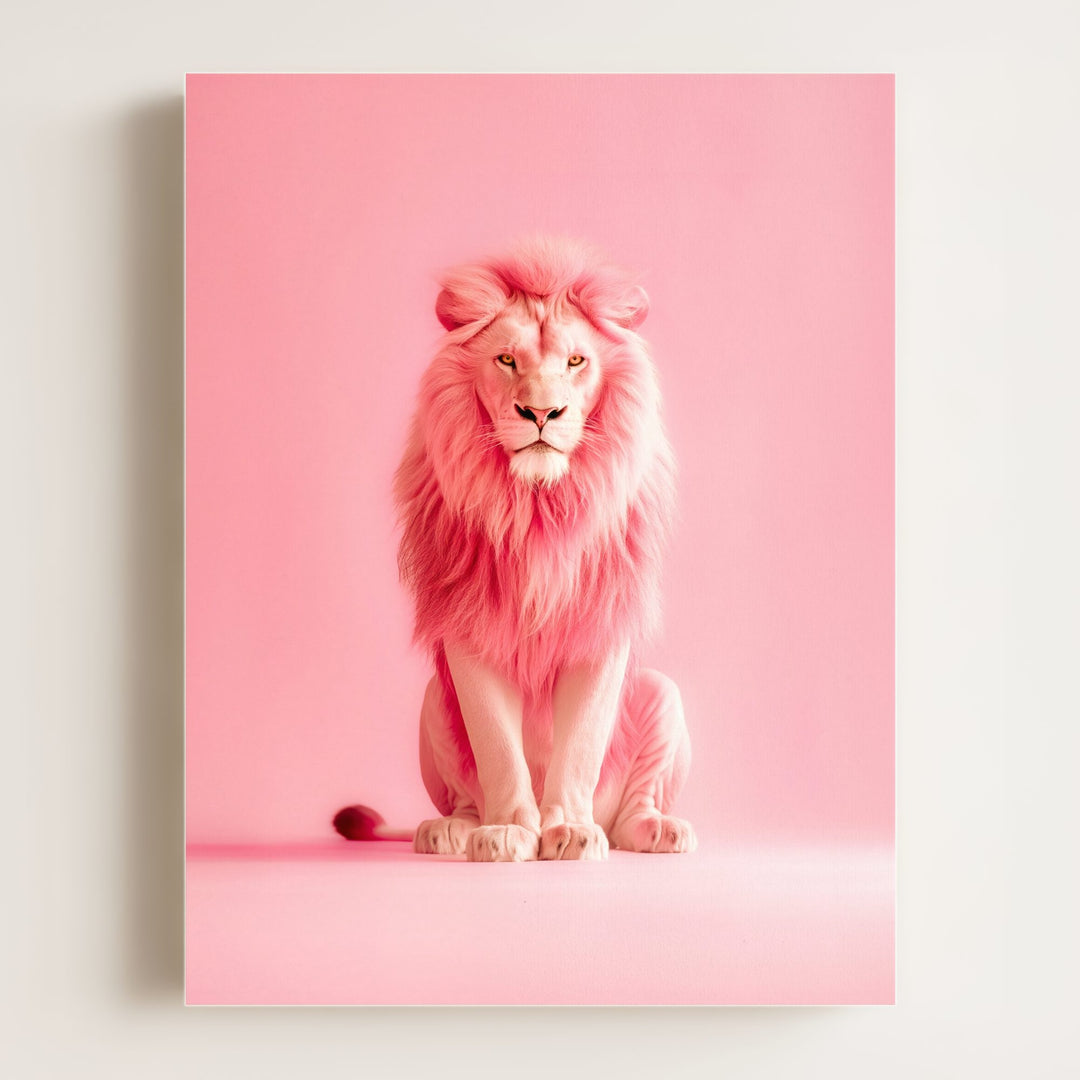 Portrait of a Pink Lion Wall Art Print