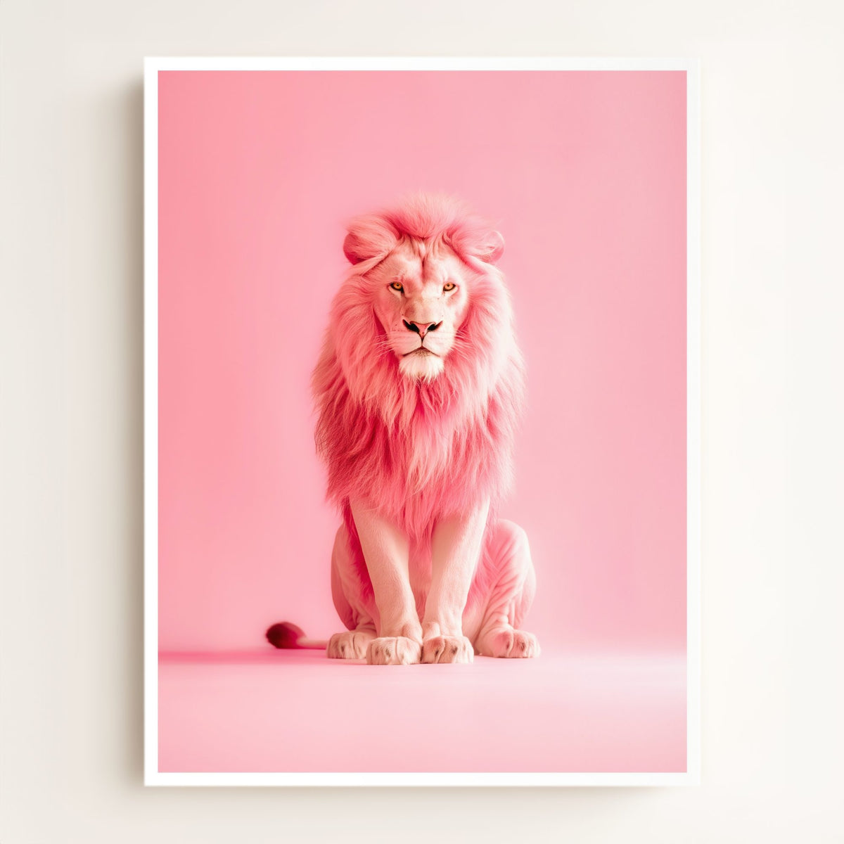 Portrait of a Pink Lion Wall Art Print
