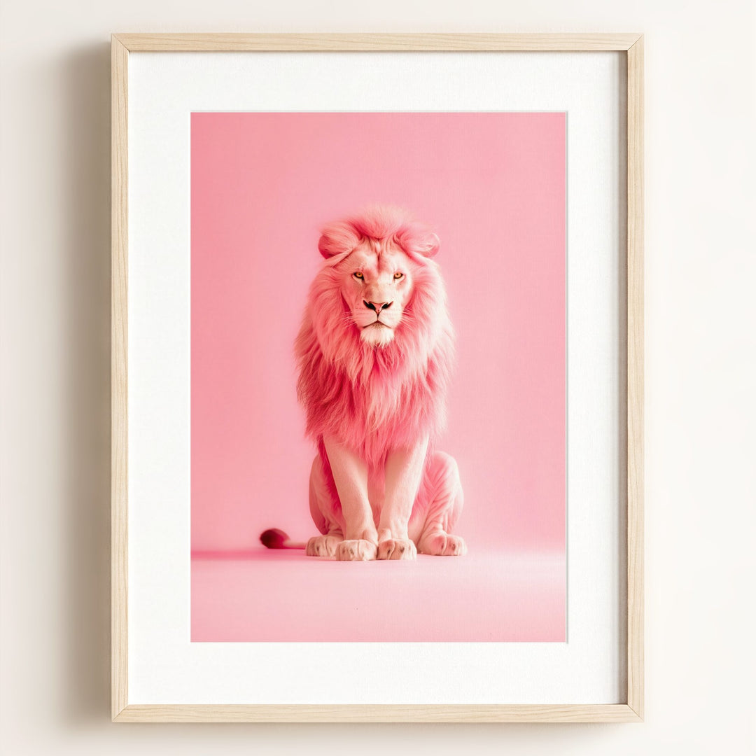 Portrait of a Pink Lion Wall Art Print