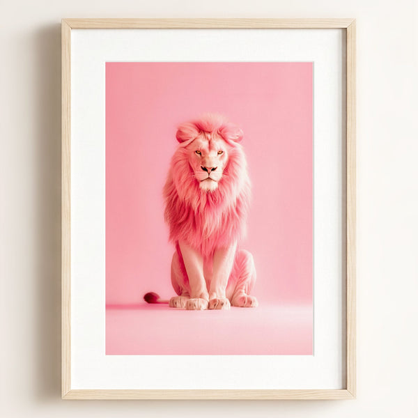 Portrait of a Pink Lion Wall Art Print